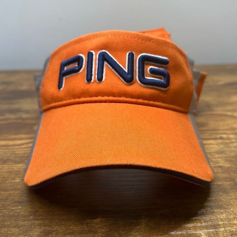 Ping Golf‎ Sun Visor Hat Orange Blue Adjustable Cotton